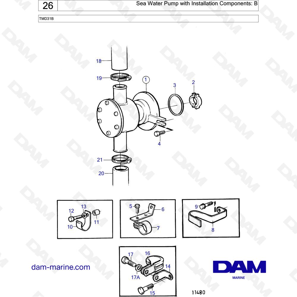 Spare parts and exploded views for Volvo Penta TMD31